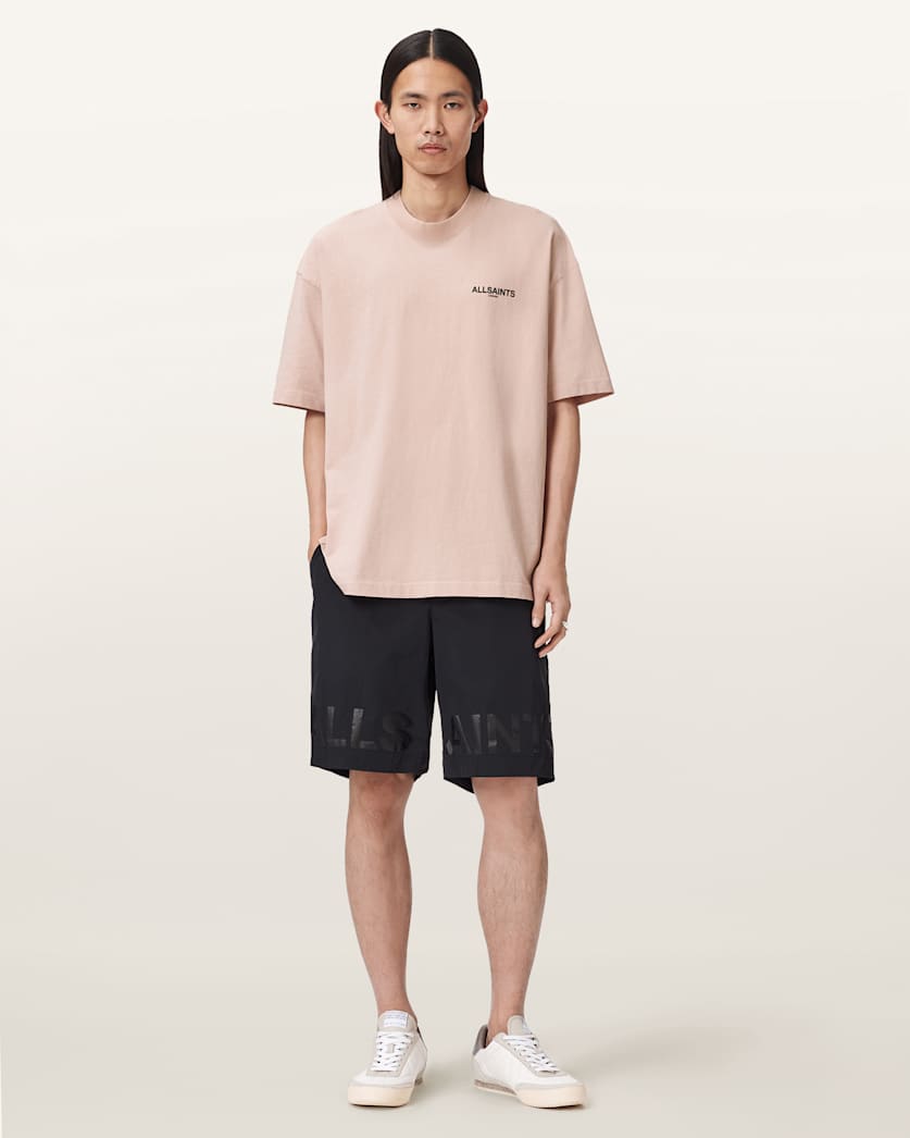 AllSaints Hallis Oversized Graphic T Shirt Dusk White