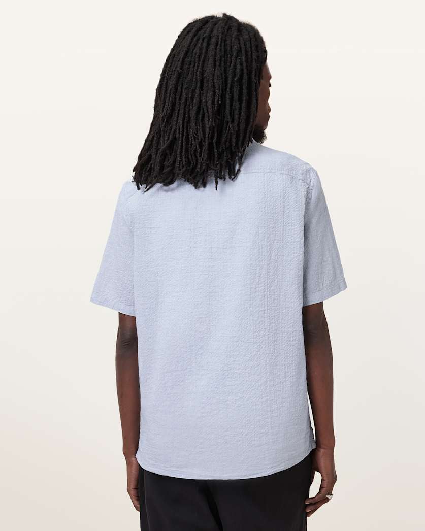 AllSaints Valmer Relaxed Fit Ramskull Shirt Blueberry Blue