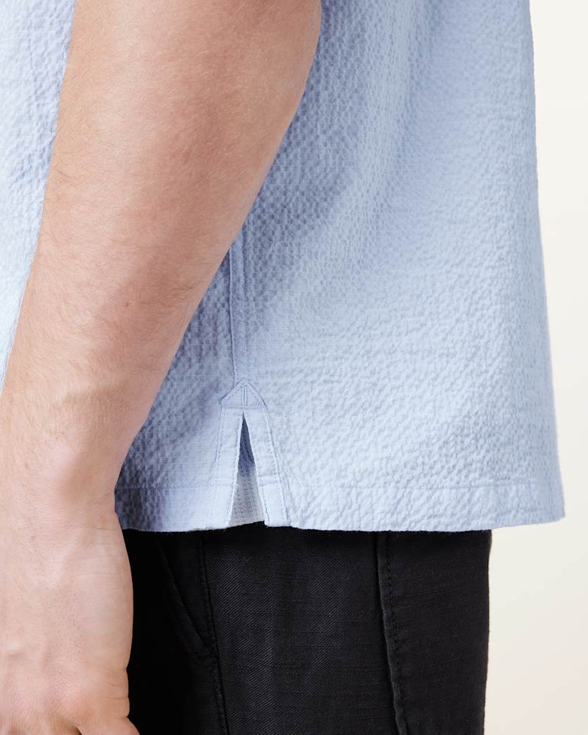 AllSaints Valmer Relaxed Fit Ramskull Shirt Blueberry Blue