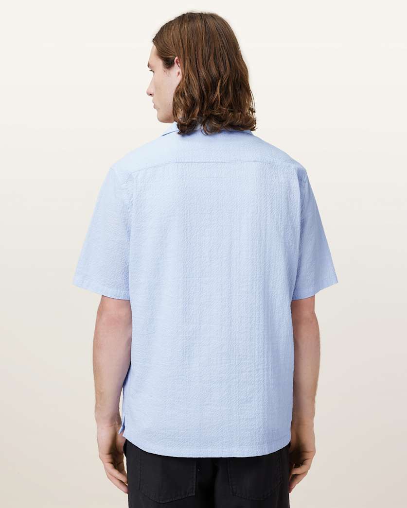 AllSaints Valmer Relaxed Fit Ramskull Shirt Blueberry Blue