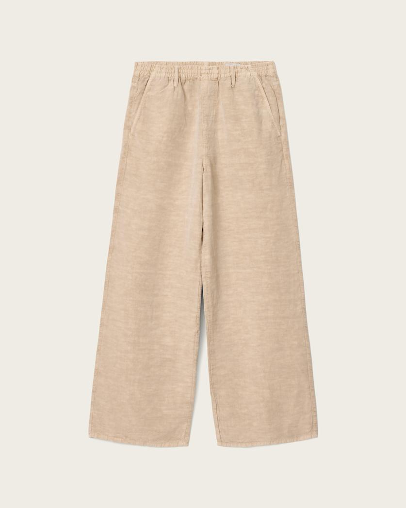 AllSaints Korten Loose Fit Linen Blend Pants Sand Brown