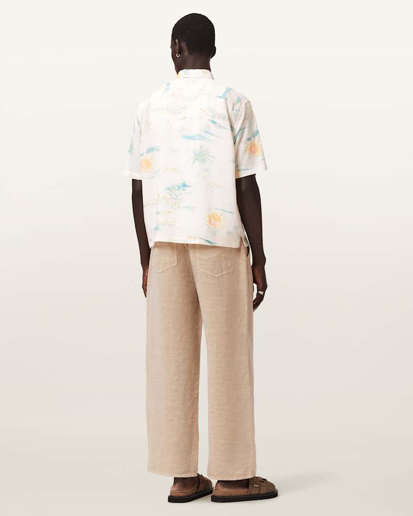 AllSaints Korten Loose Fit Linen Blend Pants Sand Brown