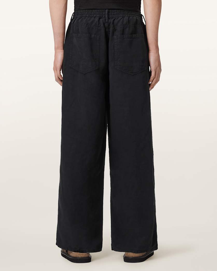 AllSaints Korten Loose Fit Linen Blend Pants Sand Brown