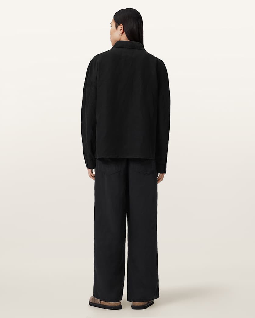 AllSaints Korten Loose Fit Linen Blend Pants Sand Brown