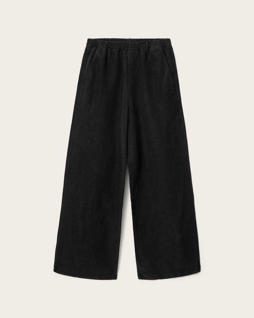 AllSaints Korten Loose Fit Linen Blend Pants Sand Brown