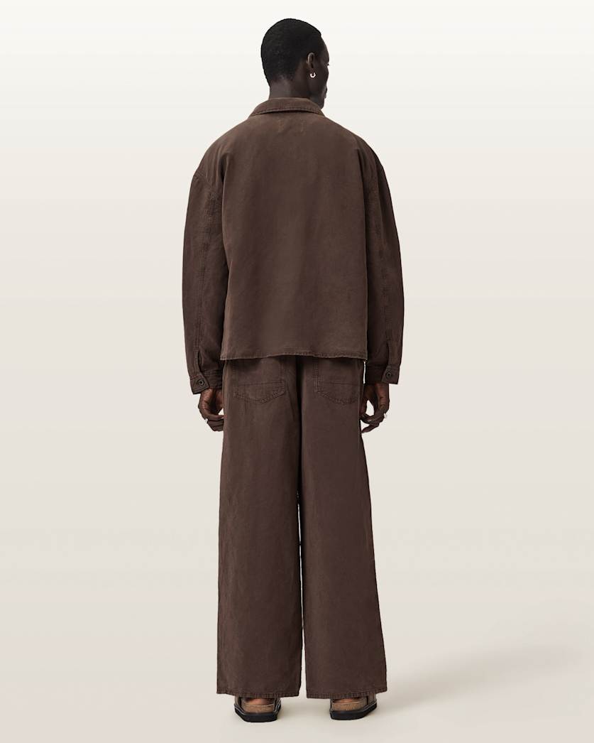 AllSaints Korten Loose Fit Linen Blend Pants Sand Brown