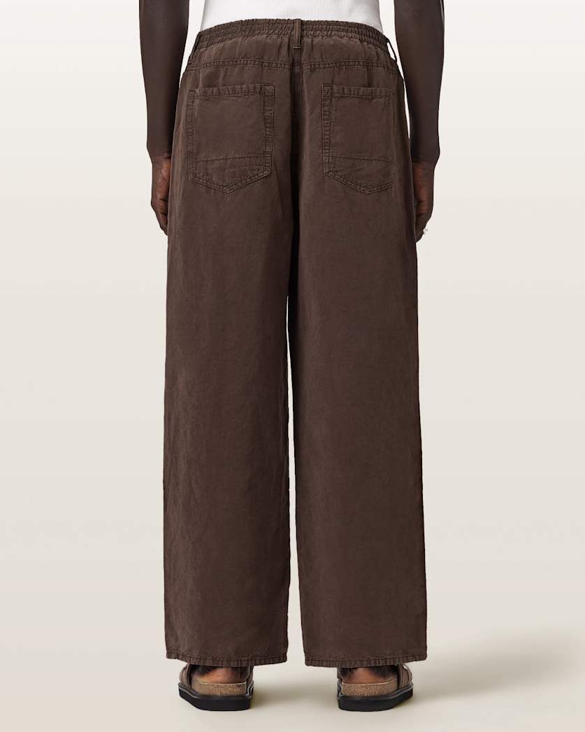 AllSaints Korten Loose Fit Linen Blend Pants Sand Brown