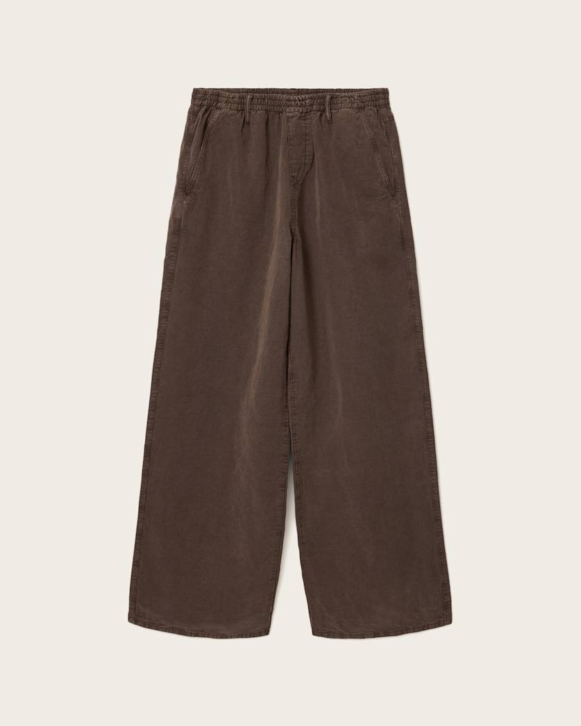 AllSaints Korten Loose Fit Linen Blend Pants Sand Brown