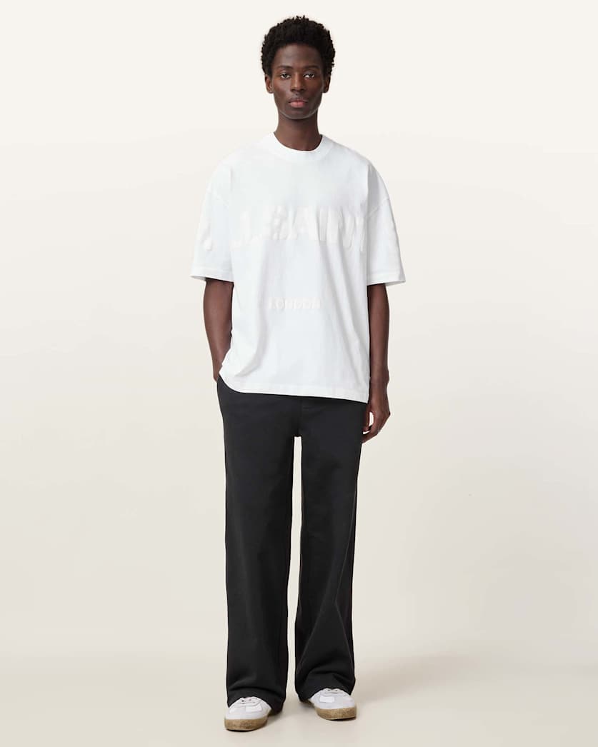 AllSaints Biggy Oversized Logo Print T Shirt Optic White