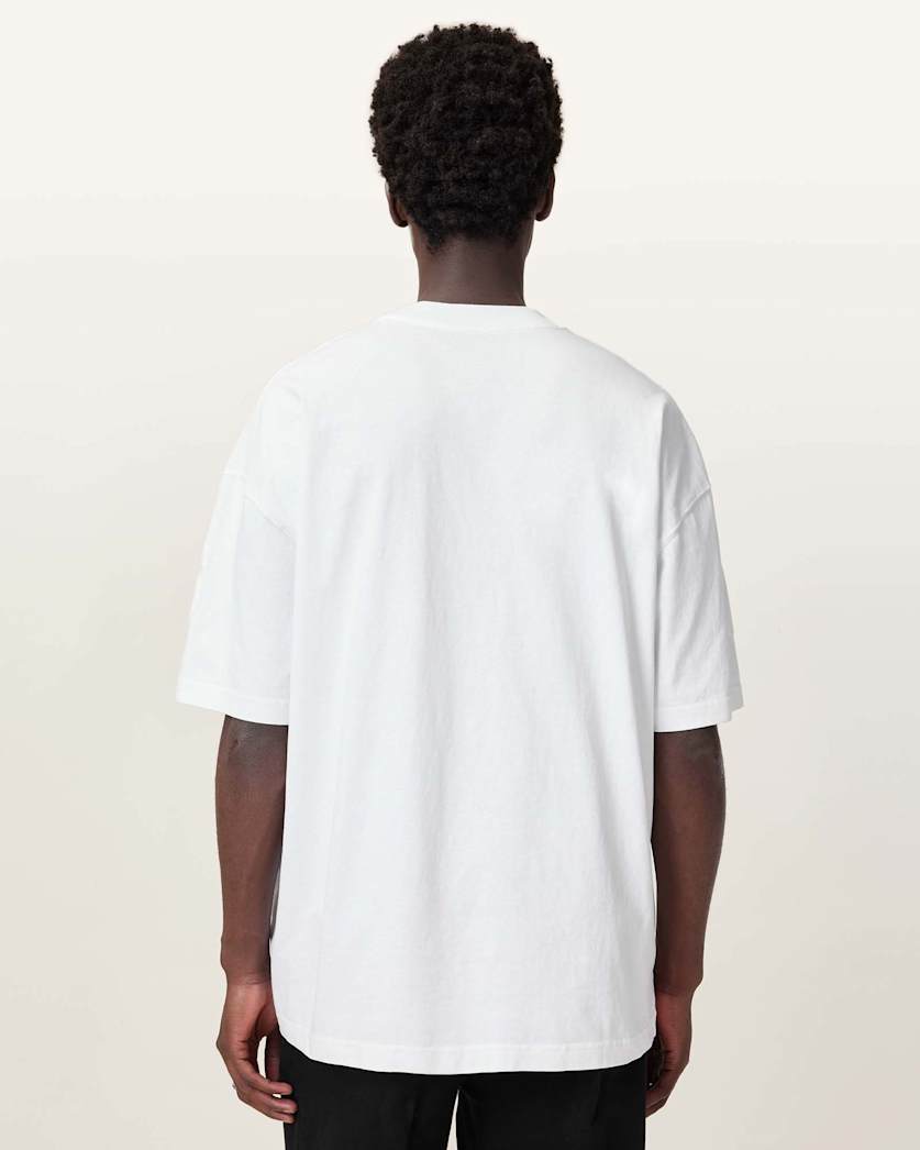 AllSaints Biggy Oversized Logo Print T Shirt Optic White