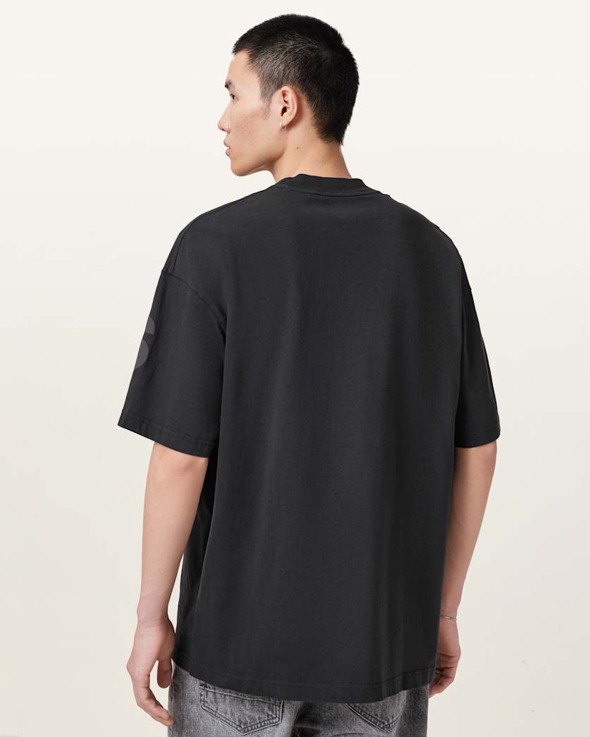 AllSaints Biggy Oversized Logo Print T Shirt Optic White
