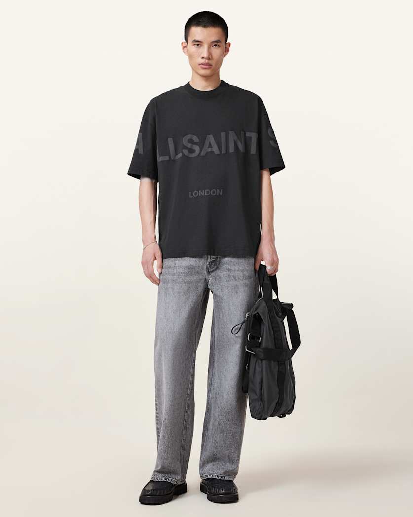 AllSaints Biggy Oversized Logo Print T Shirt Optic White