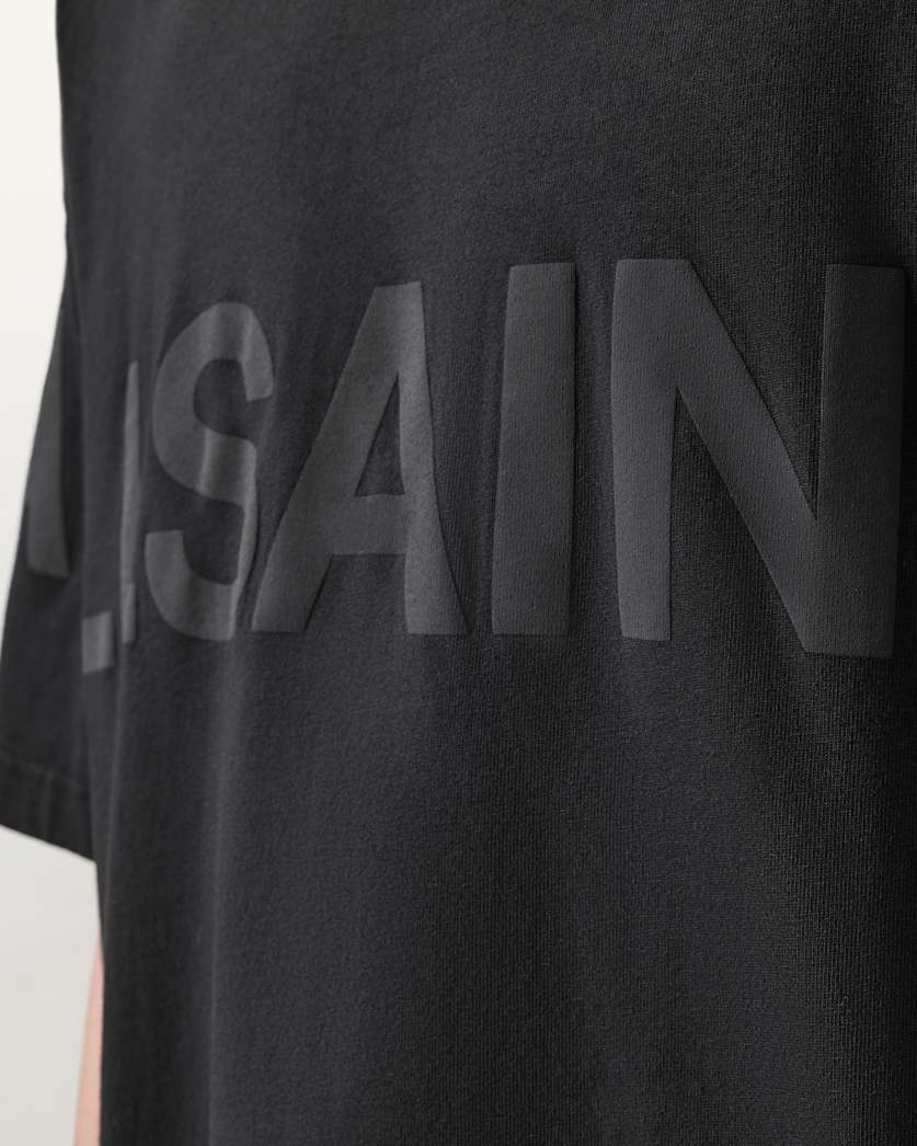 AllSaints Biggy Oversized Logo Print T Shirt Optic White