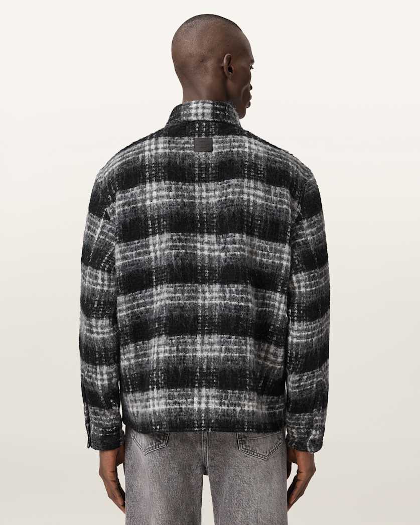 AllSaints Korey Relaxed Fit Check Shirt Black/Charcoal