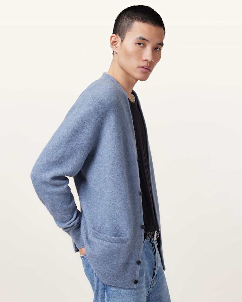 AllSaints Renn Wool Blend Cardigan Damson Blue