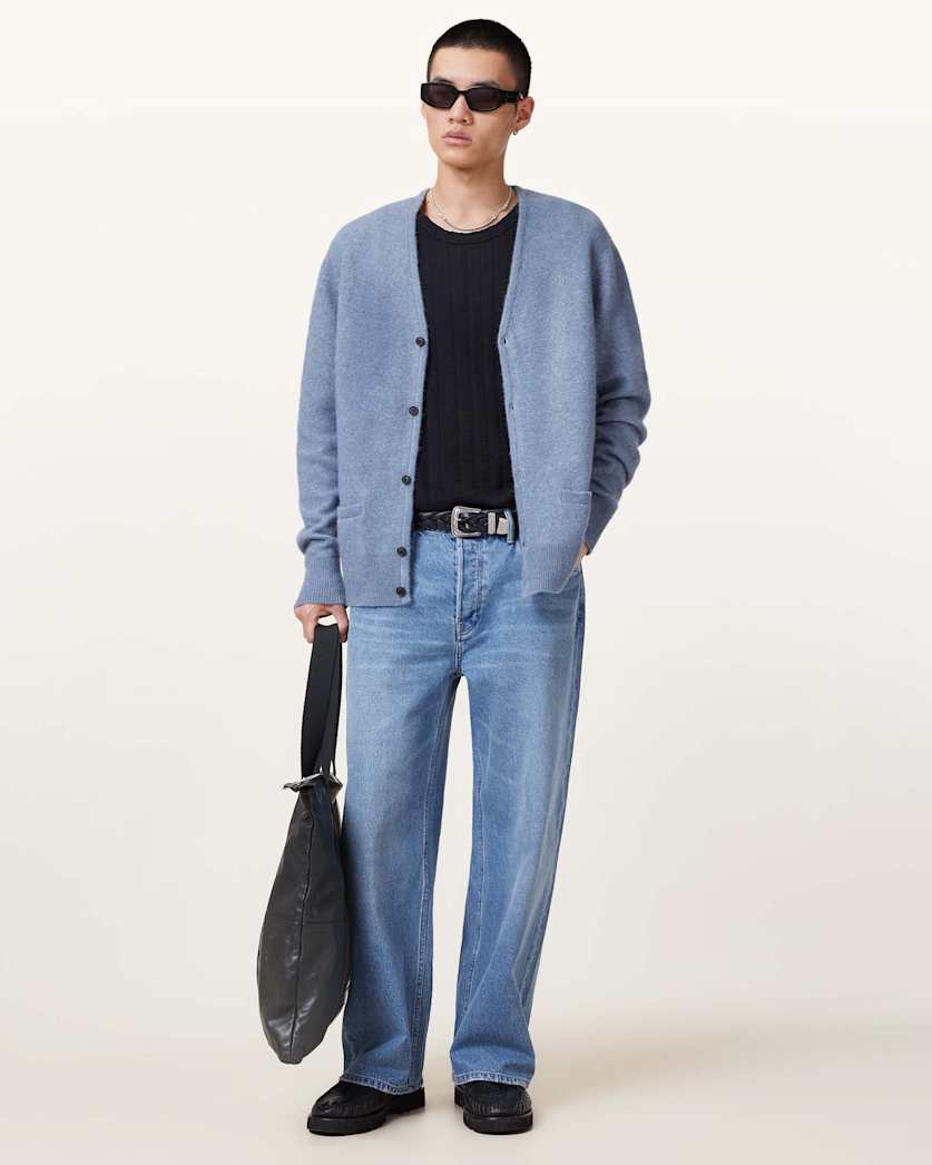 AllSaints Renn Wool Blend Cardigan Damson Blue