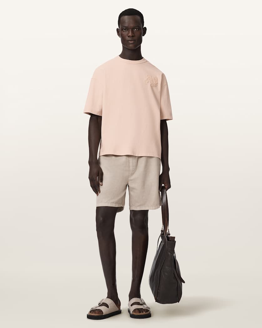 AllSaints Insignia Short Sleeve Cotton T Shirt Crystal Pink