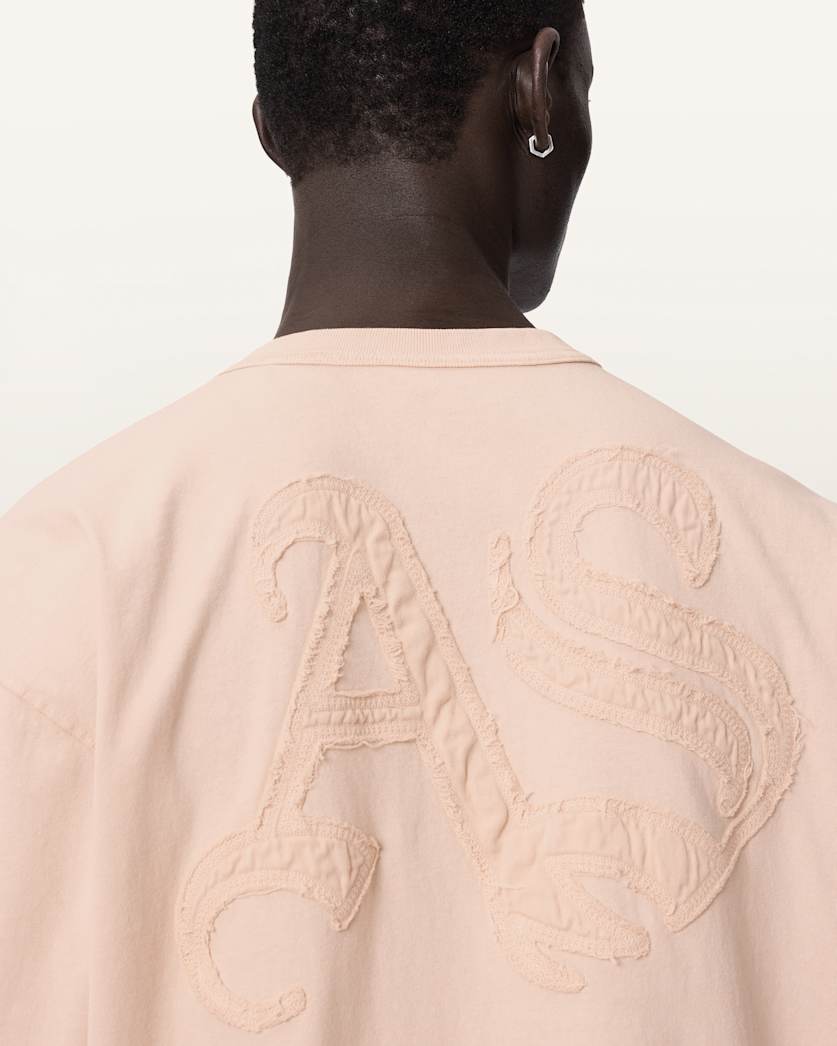 AllSaints Insignia Short Sleeve Cotton T Shirt Crystal Pink
