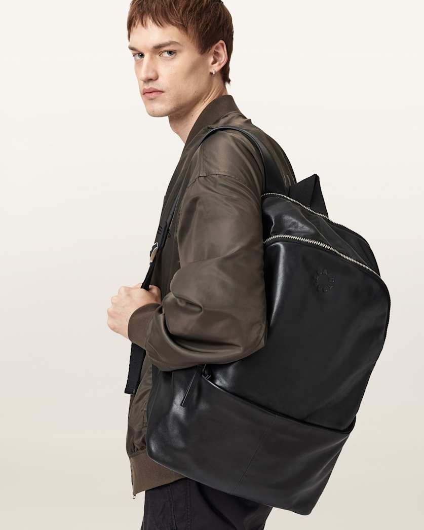 AllSaints Finn Leather Backpack Black