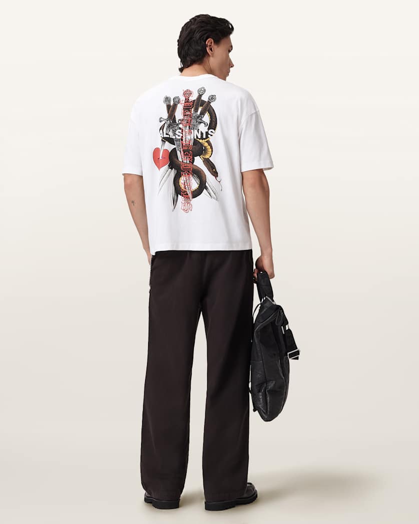 AllSaints Serrate Short Sleeve Graphic T Shirt Optic White