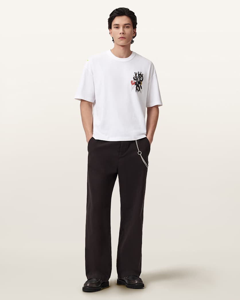 AllSaints Serrate Short Sleeve Graphic T Shirt Optic White