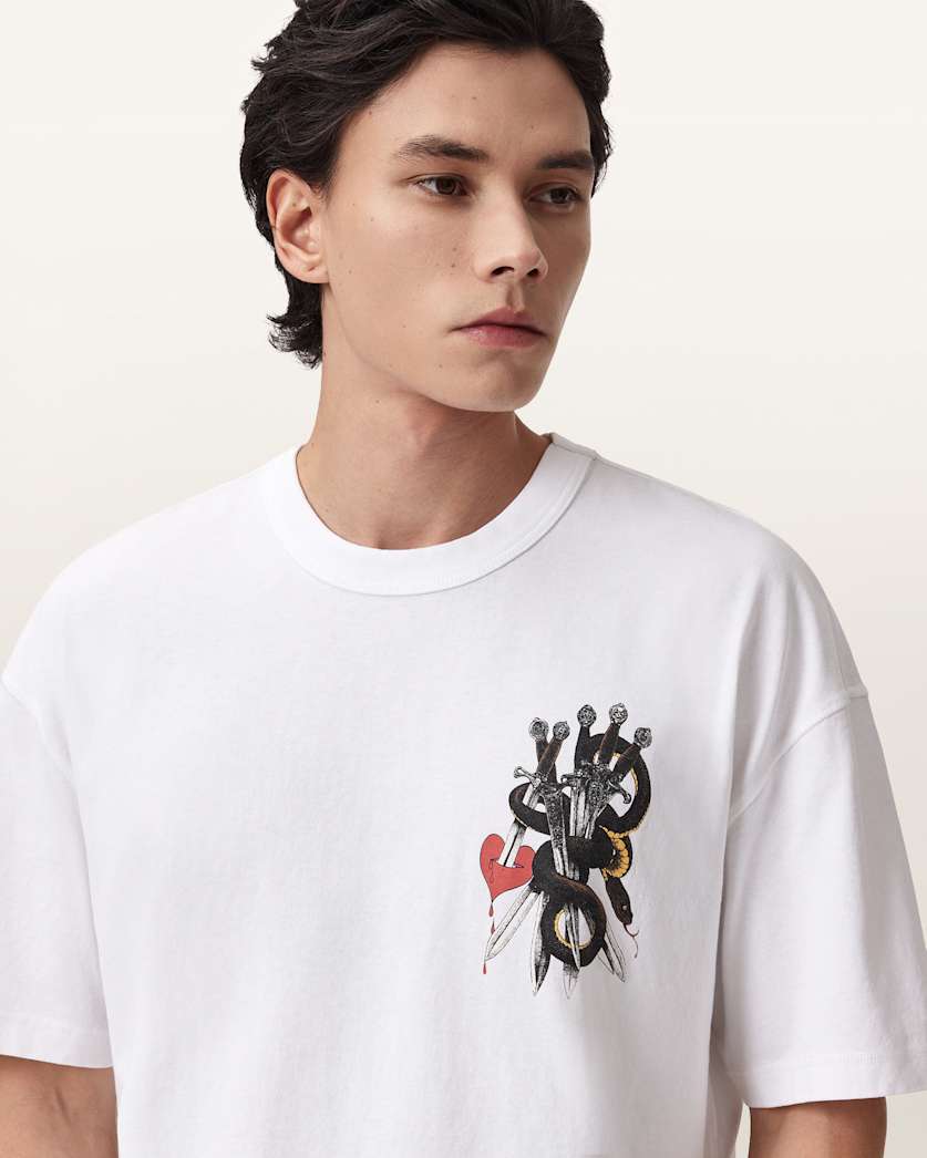 AllSaints Serrate Short Sleeve Graphic T Shirt Optic White