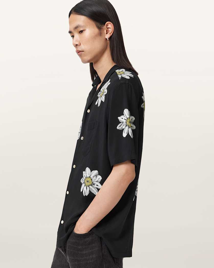 AllSaints Petal Short Sleeve Shirt Jet Black