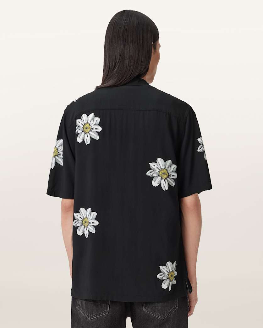 AllSaints Petal Short Sleeve Shirt Jet Black