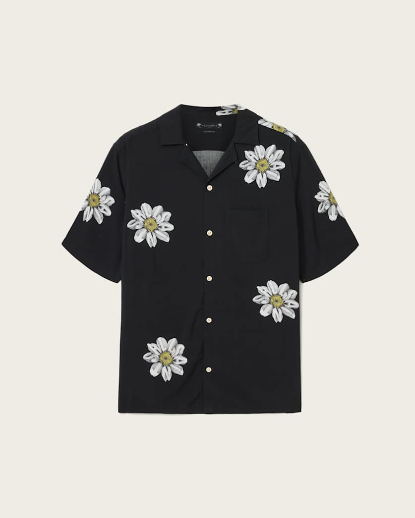 AllSaints Petal Short Sleeve Shirt Jet Black