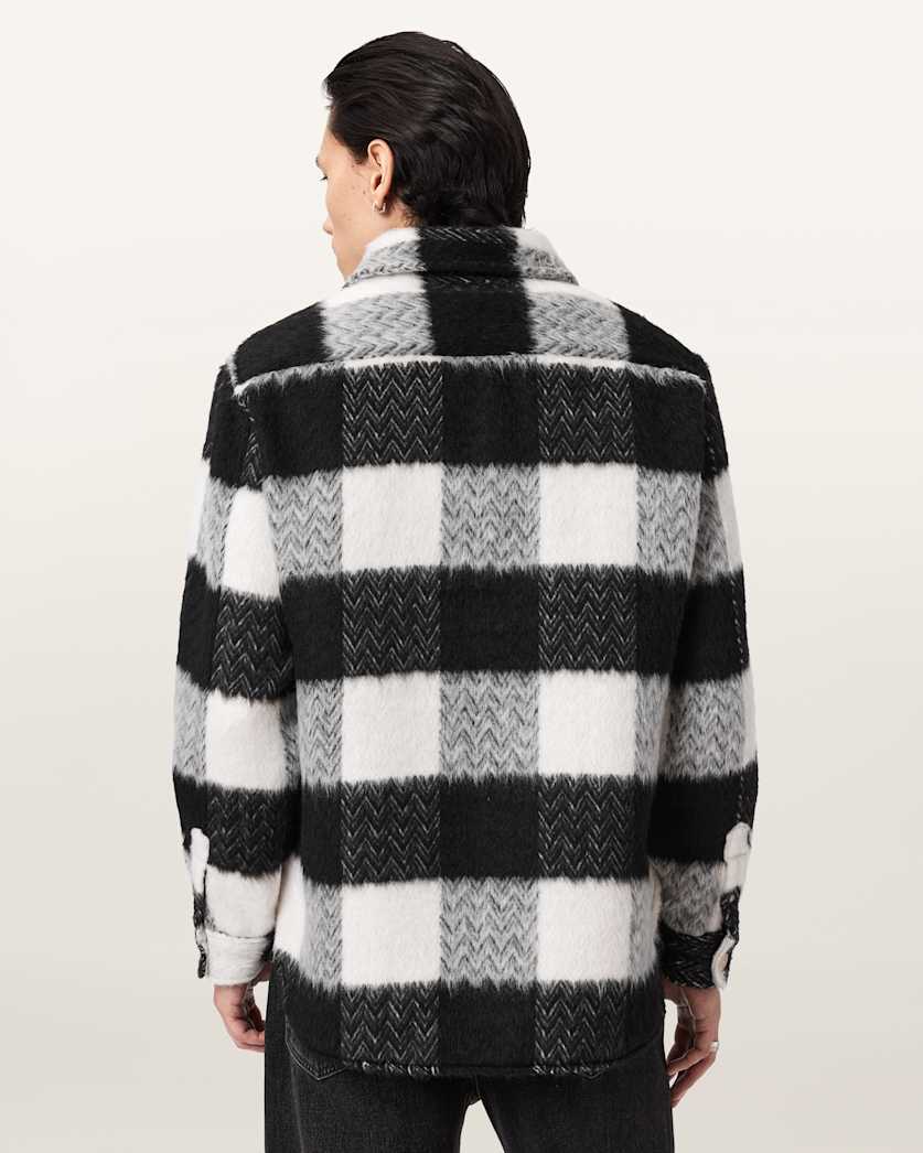AllSaints River Long Sleeve Check Shirt Black/White