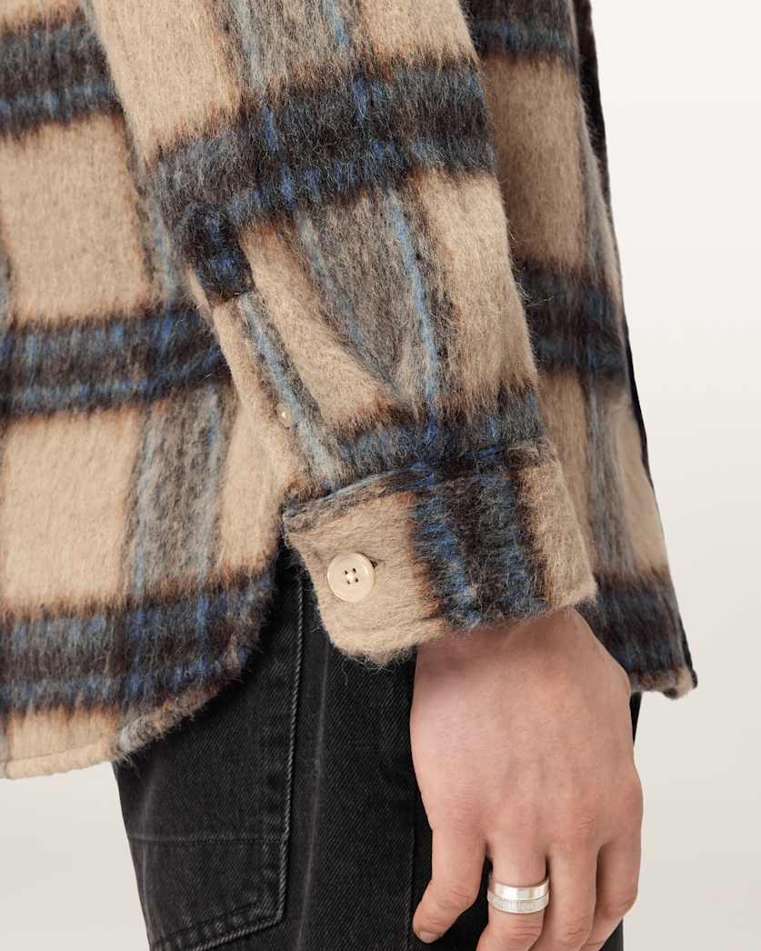 AllSaints Mogamy Long Sleeve Check Shirt Beige