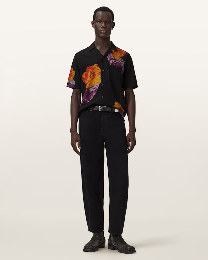 AllSaints Nouvelle Short Sleeve Linen Blend Shirt Ecru