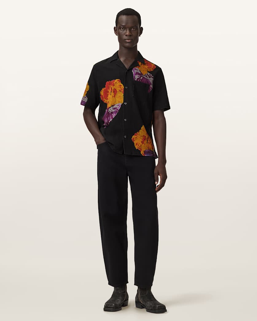 AllSaints Nouvelle Short Sleeve Linen Blend Shirt Ecru