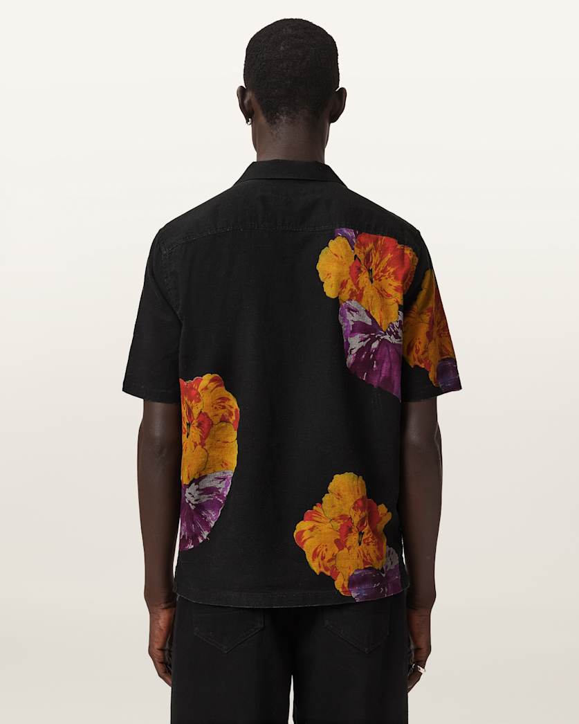 AllSaints Nouvelle Short Sleeve Linen Blend Shirt Ecru