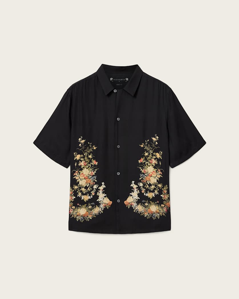 AllSaints Parsons Short Sleeve Boxy Shirt Jet Black
