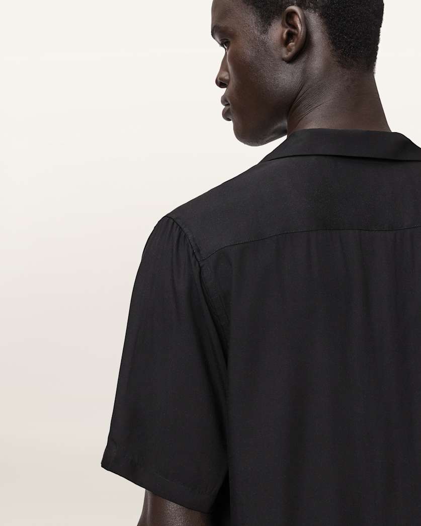 AllSaints Parsons Short Sleeve Boxy Shirt Jet Black