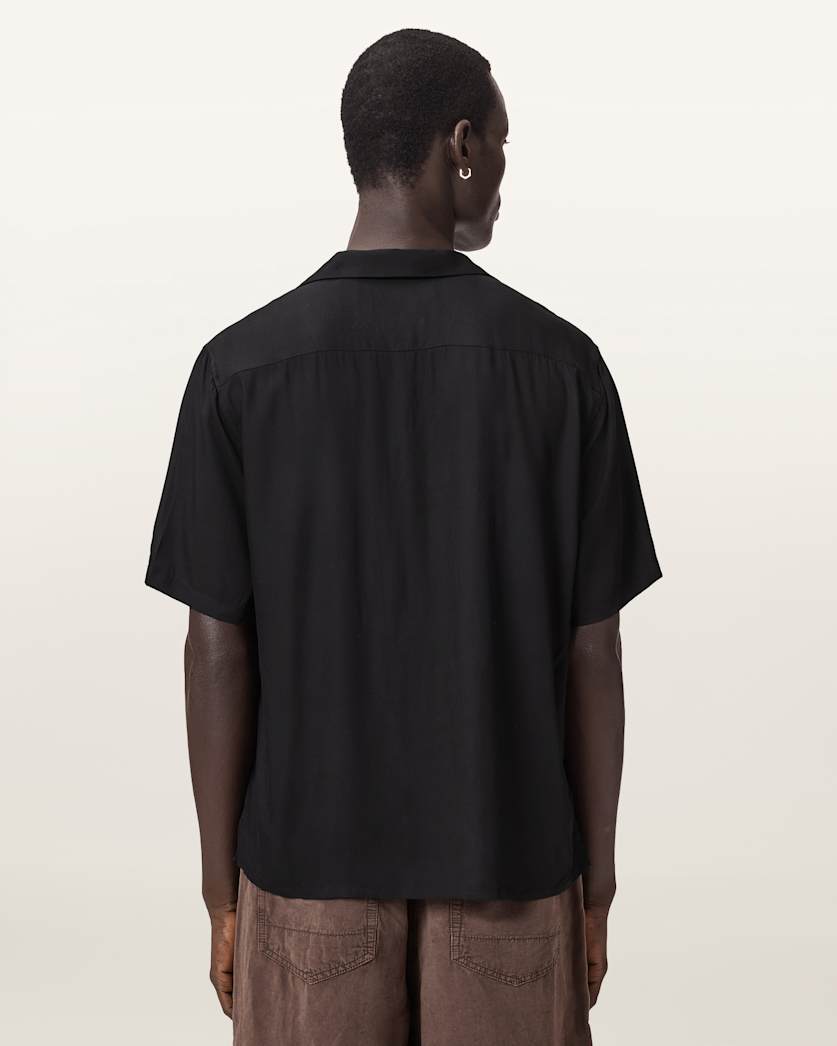 AllSaints Parsons Short Sleeve Boxy Shirt Jet Black