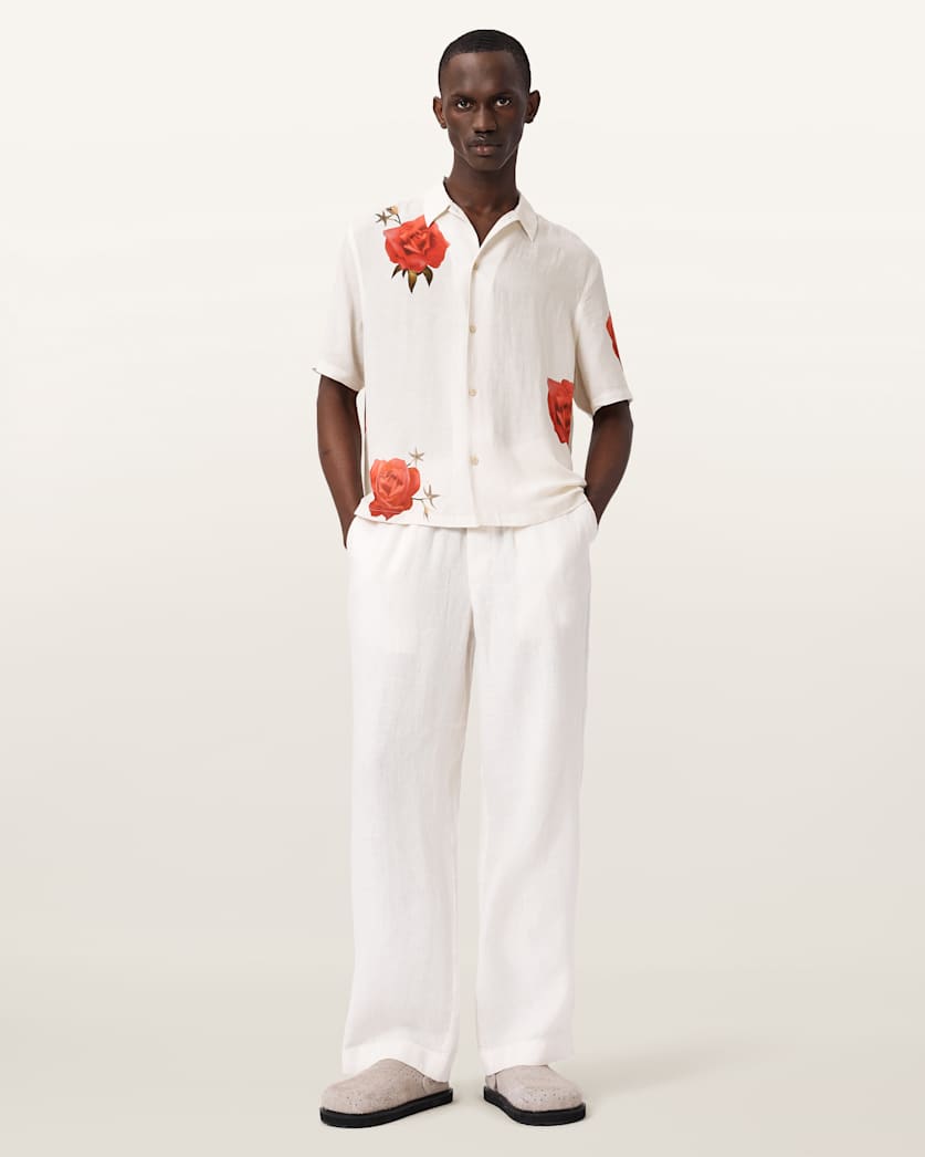 AllSaints Fleur Fazed Boxy Short Sleeve Shirt Anker Blue