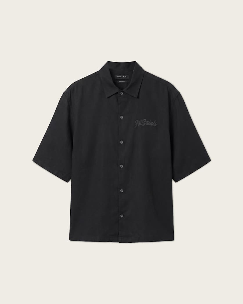 AllSaints Circe Oversized Short Sleeve Shirt Moonstone Blue