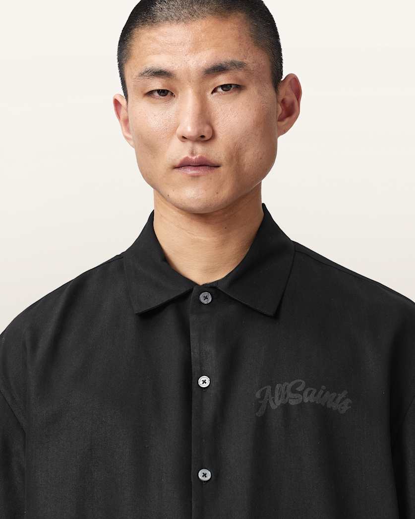 AllSaints Circe Oversized Short Sleeve Shirt Moonstone Blue