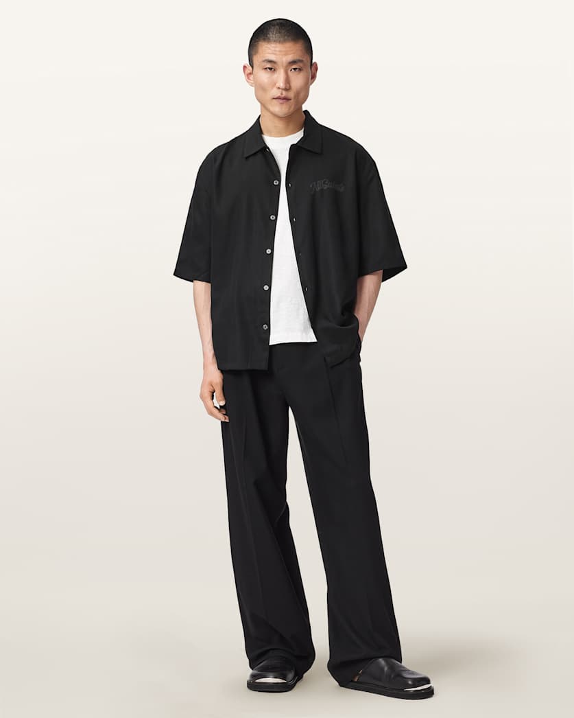 AllSaints Circe Oversized Short Sleeve Shirt Moonstone Blue