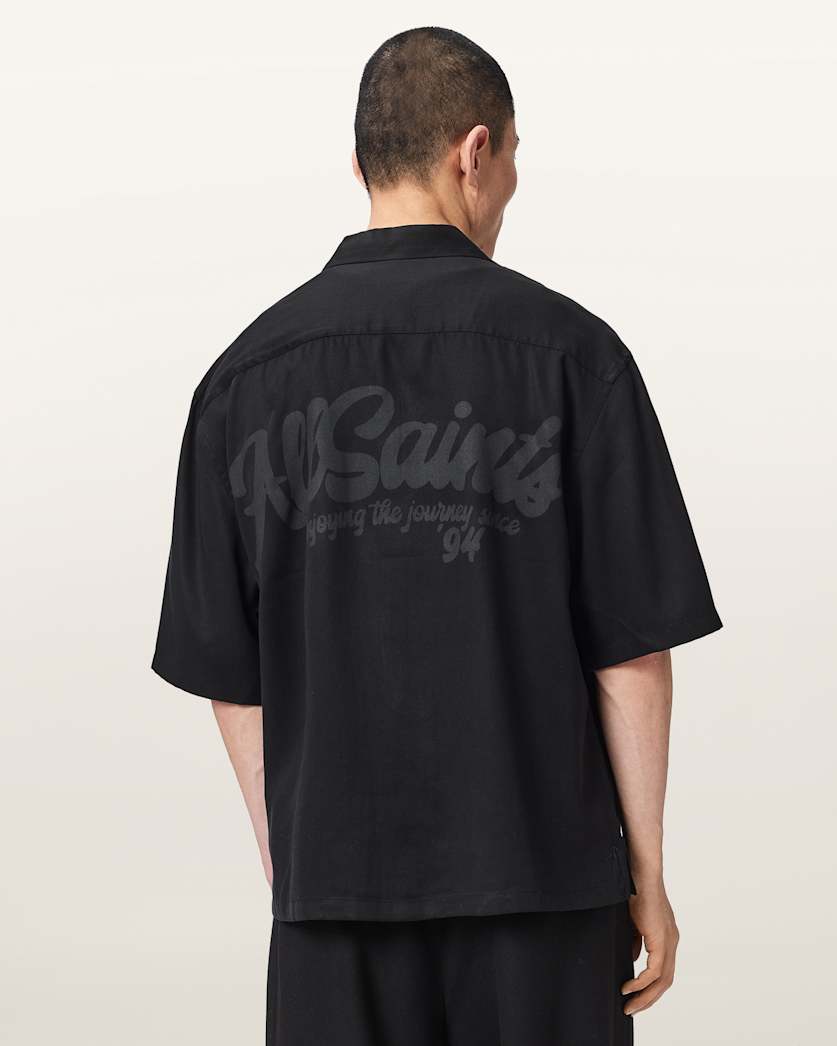 AllSaints Circe Oversized Short Sleeve Shirt Moonstone Blue
