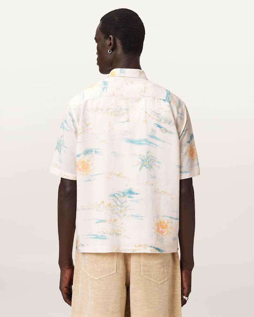 AllSaints Breezer Boxy Short Sleeve Printed Shirt Candy Yellow