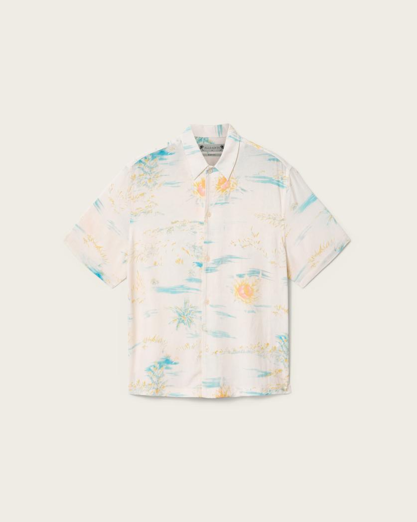 AllSaints Breezer Boxy Short Sleeve Printed Shirt Candy Yellow