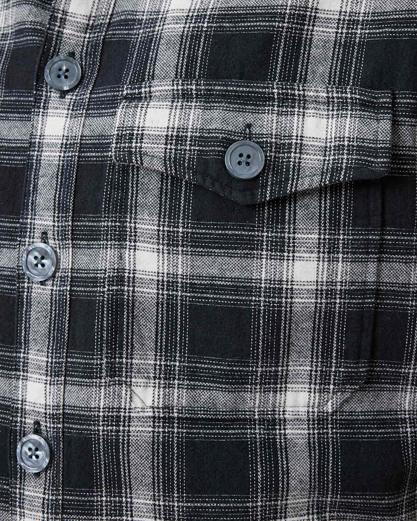 AllSaints Hamura Checked Relaxed Fit Shirt Black