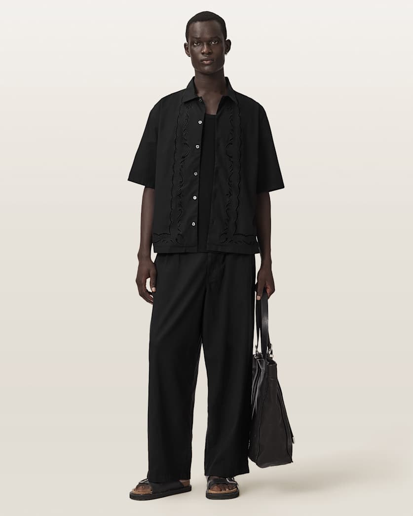 AllSaints Field Oversized Short Sleeve Cotton Shirt White