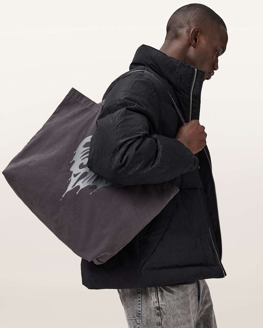 AllSaints Trip Cotton Tote Bag Washed Black
