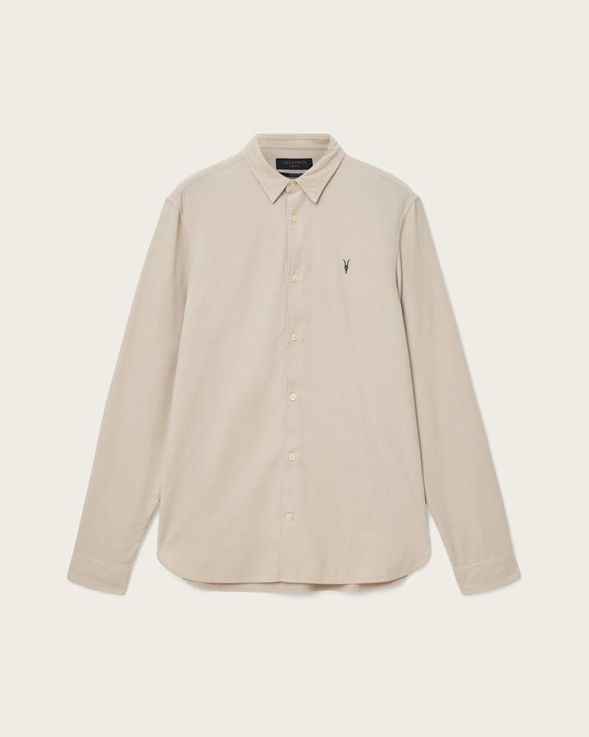 AllSaints Birchwood Long Sleeve Shirt Moon Grey