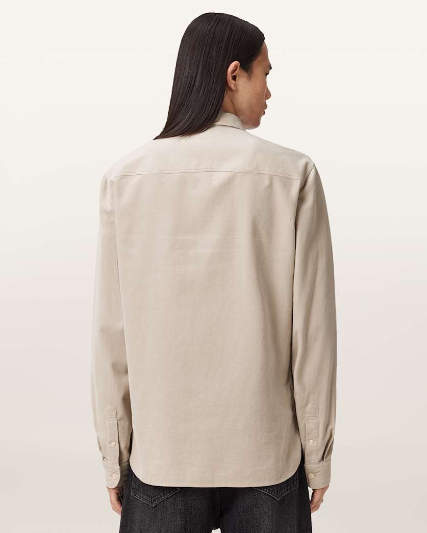 AllSaints Birchwood Long Sleeve Shirt Moon Grey