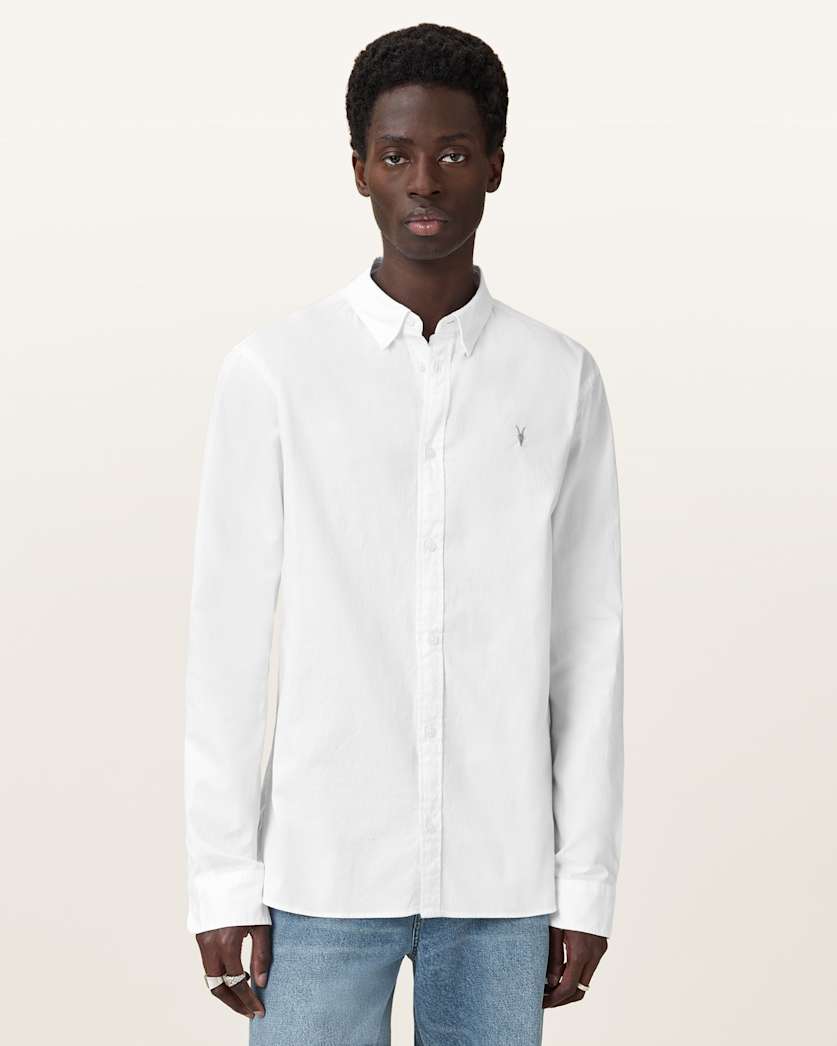 AllSaints Hawthorne Ramskull Stretch Fit Shirt Sunil Blue